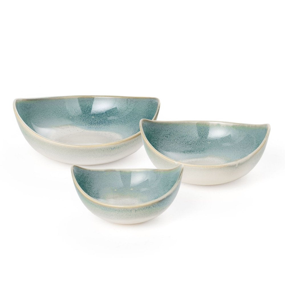 Set of Three Blue And White Ceramic Decorative Bowl
