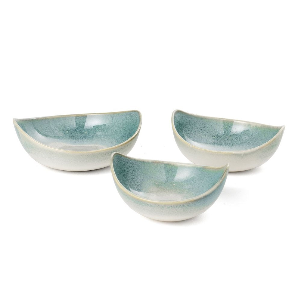 Set of Three Blue And White Ceramic Decorative Bowl