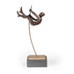 15" Bronze Resin Pole Vaulting Man Tabletop Sculpture