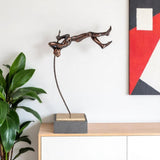 17" Bronze Resin Pole Vaulting Man Tabletop Sculpture