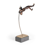17" Bronze Resin Pole Vaulting Man Tabletop Sculpture