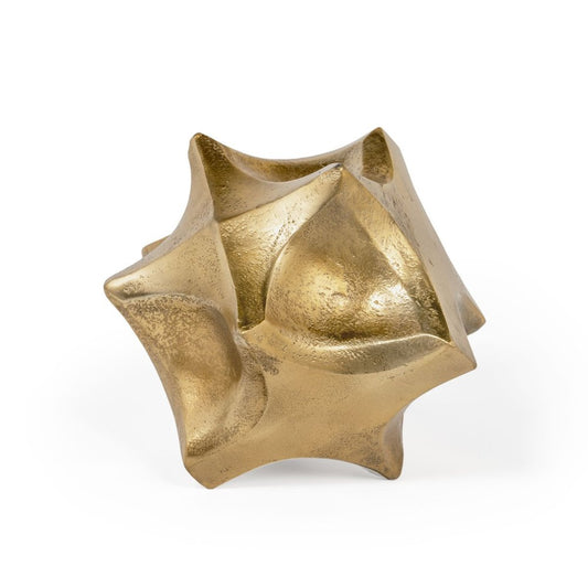 5" Gold Aluminum Faceted Orb Tabletop Sculpture