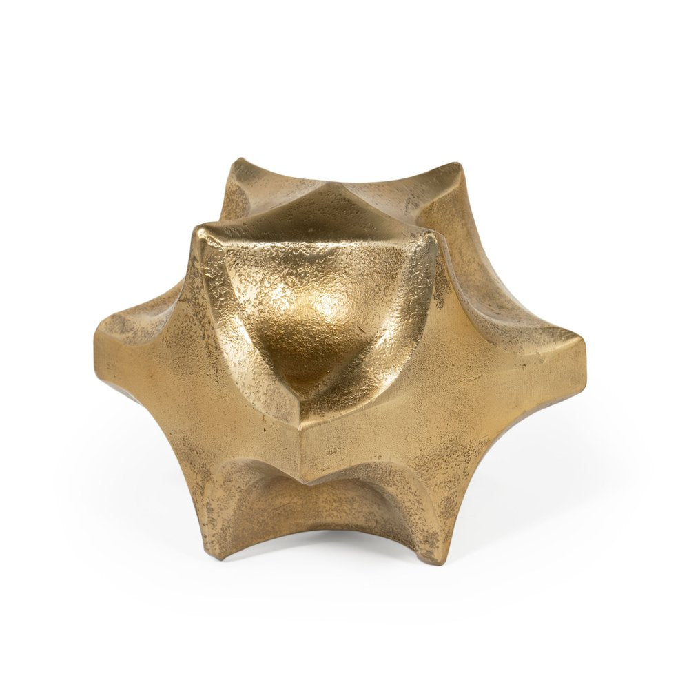 5" Gold Aluminum Faceted Orb Tabletop Sculpture