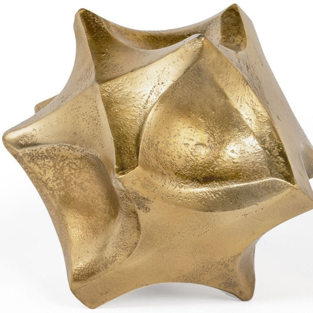 5" Gold Aluminum Faceted Orb Tabletop Sculpture