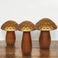 Set of Three Brown And Gold Wood Mushroom Tabletop Sculptures