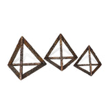 Set of Three Bronze Metal Pyramid Tabletop Sculptures