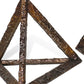 Set of Three Bronze Metal Pyramid Tabletop Sculptures