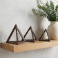 Set of Three Bronze Metal Pyramid Tabletop Sculptures