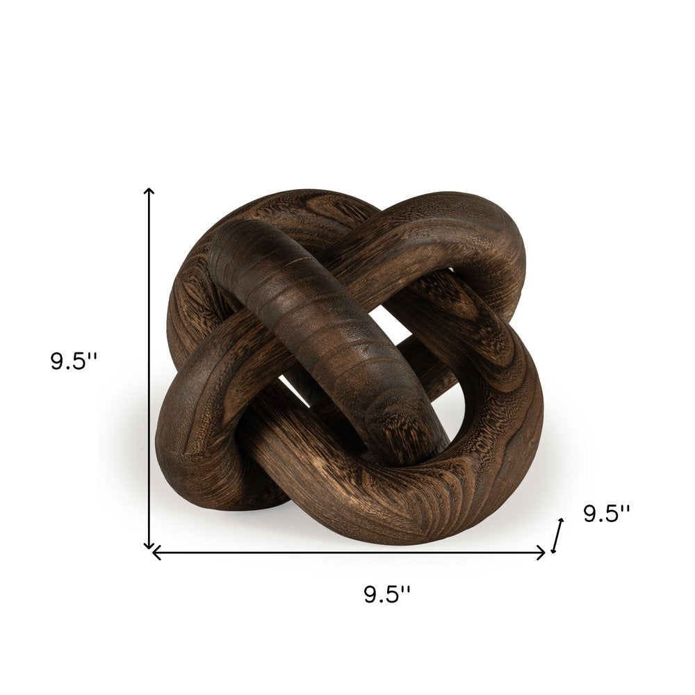 10" Brown Solid Wood Tabletop Sculpture