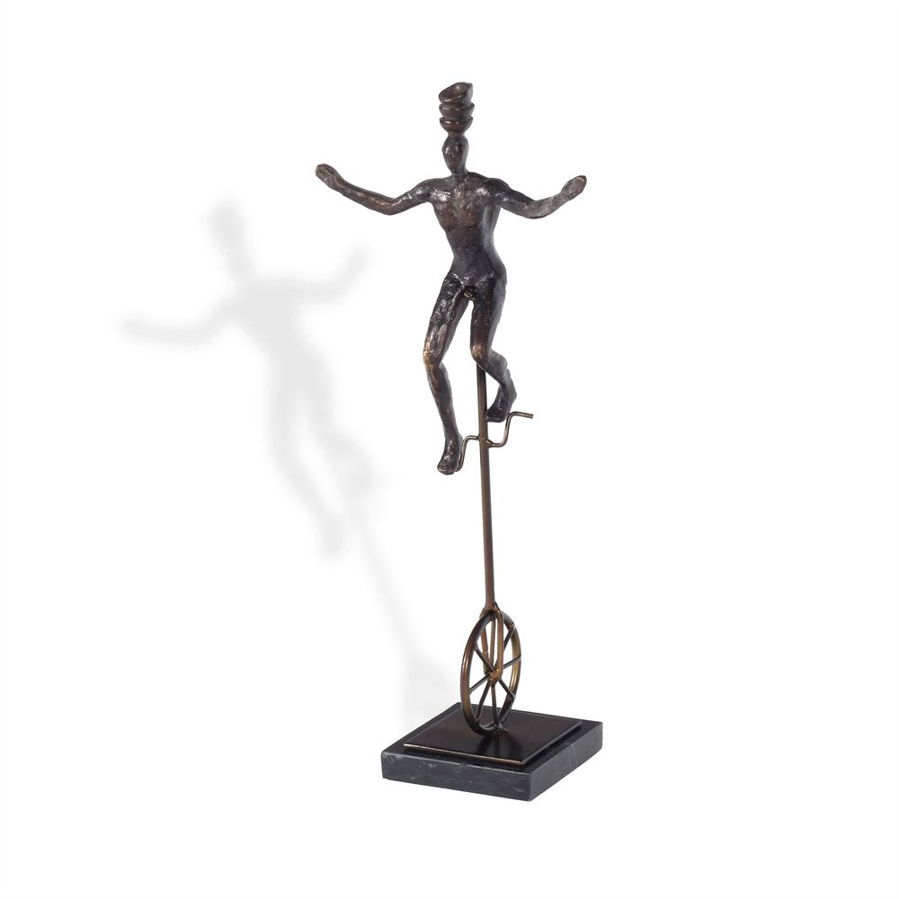 16" Bronze Resin Unicycle Man Tabletop Sculpture