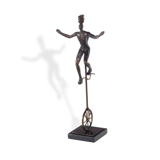 16" Bronze Resin Unicycle Man Tabletop Sculpture
