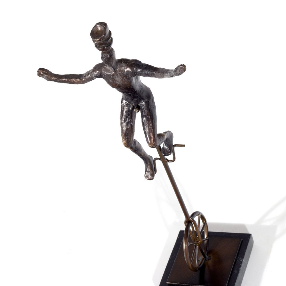 16" Bronze Resin Unicycle Man Tabletop Sculpture