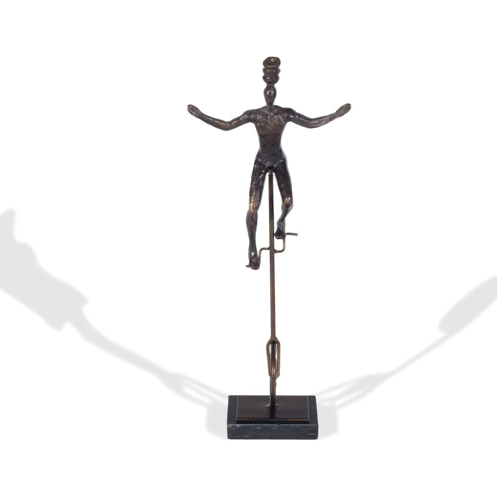 16" Bronze Resin Unicycle Man Tabletop Sculpture