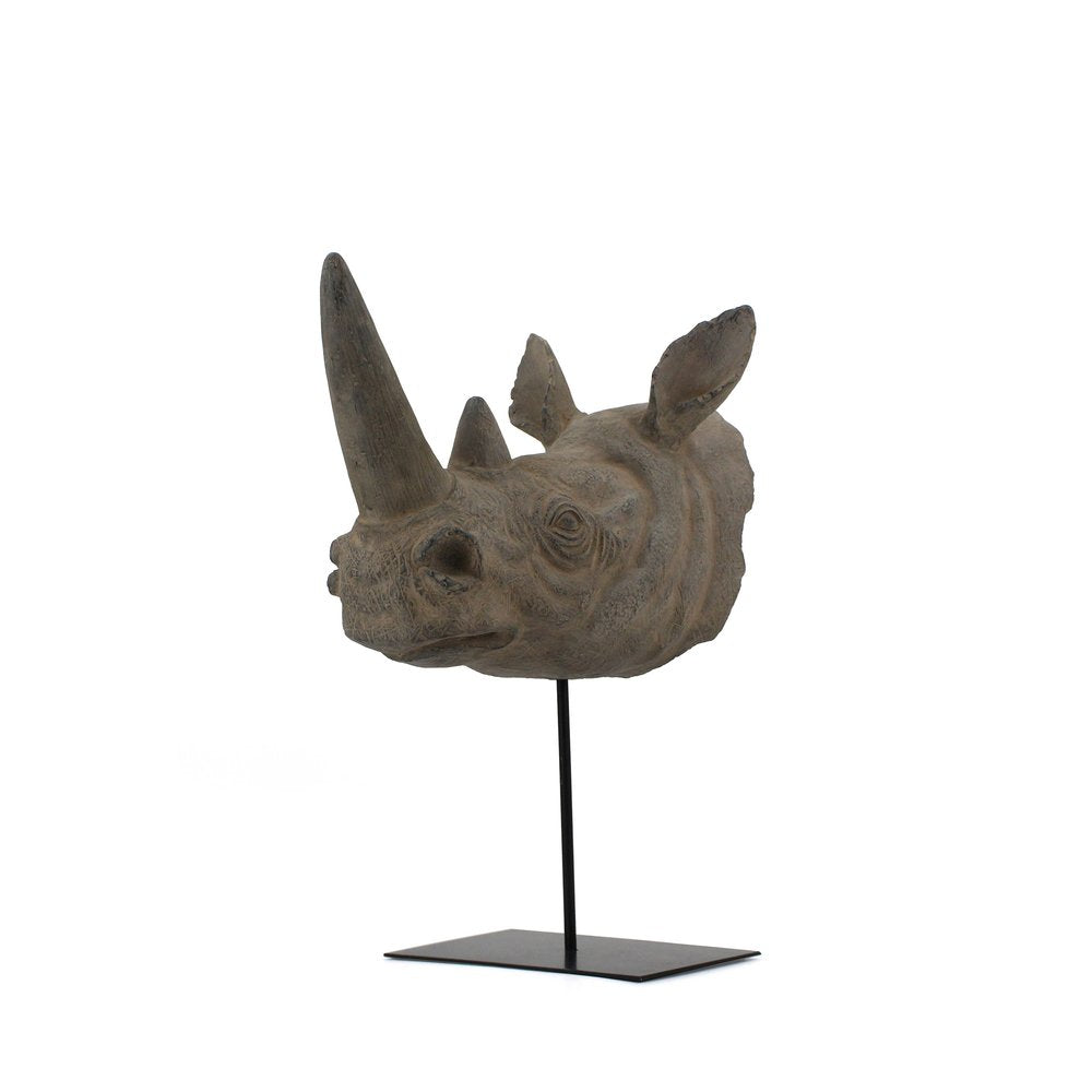 17" Brown Resin Rhinoceros Tabletop Sculpture