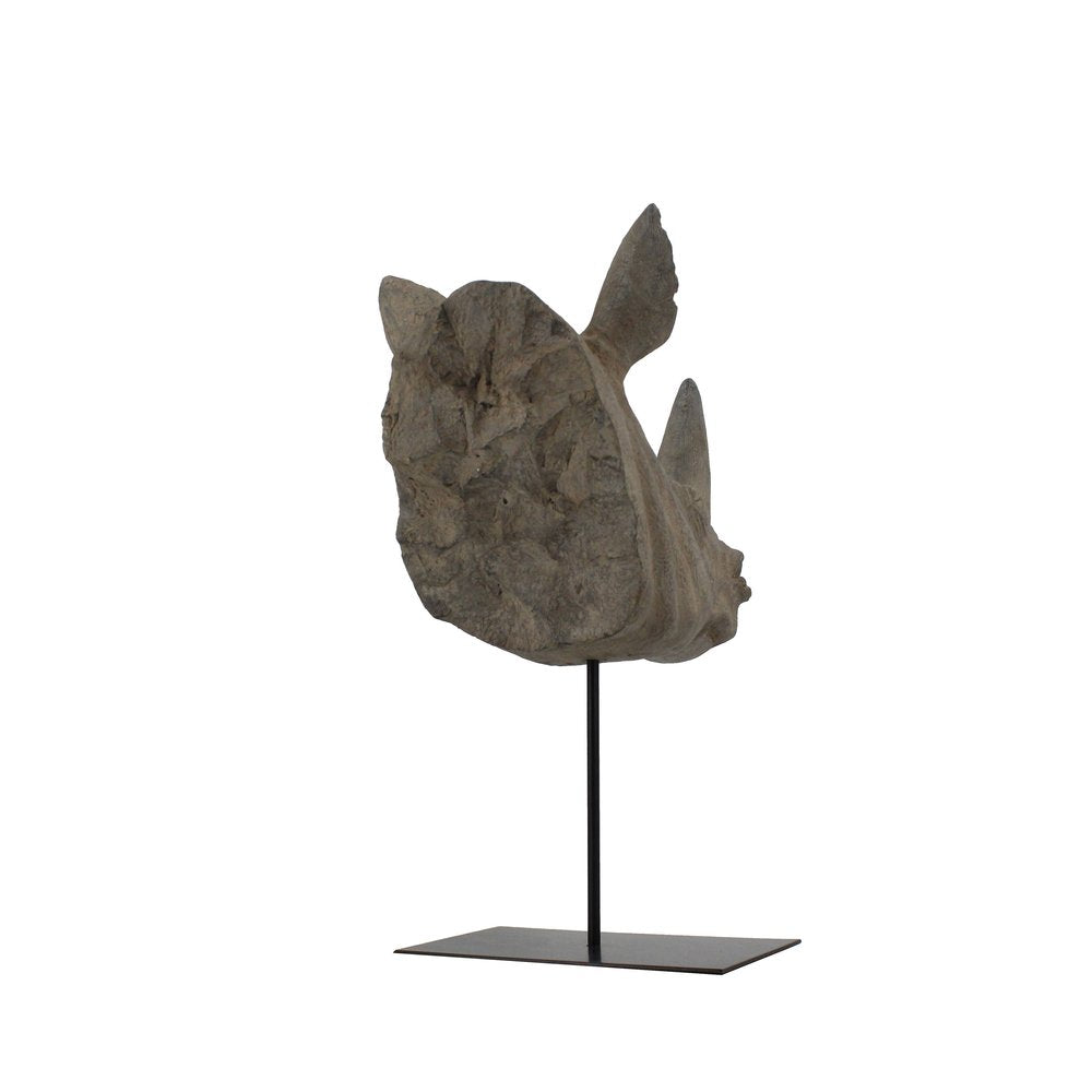 17" Brown Resin Rhinoceros Tabletop Sculpture