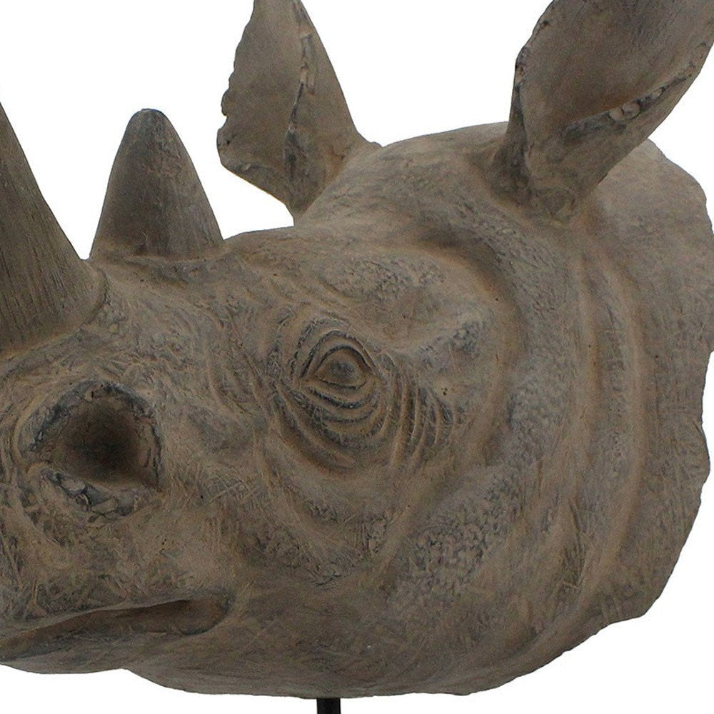 17" Brown Resin Rhinoceros Tabletop Sculpture