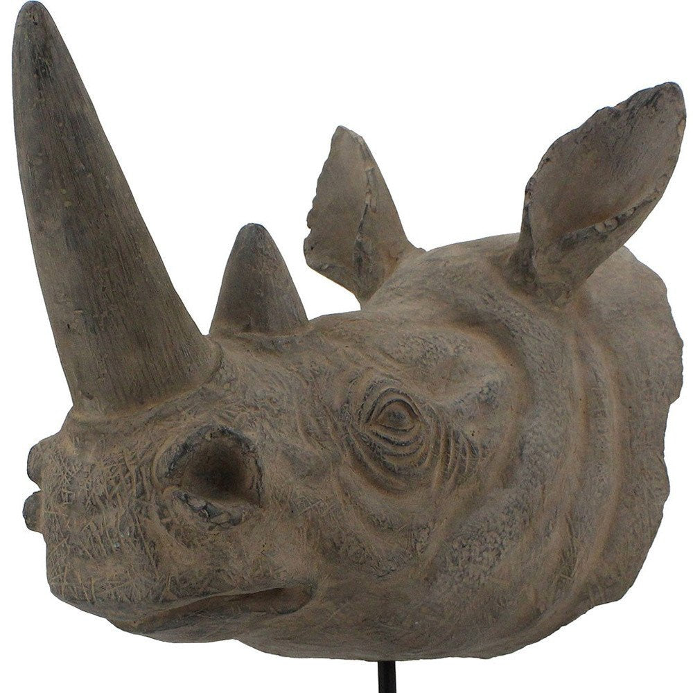 17" Brown Resin Rhinoceros Tabletop Sculpture
