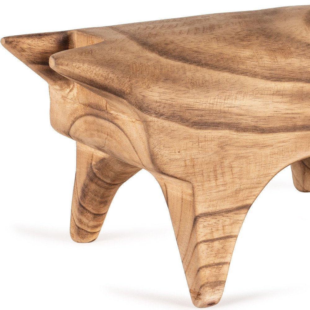 6" Brown Solid Wood Bull Tabletop Sculpture