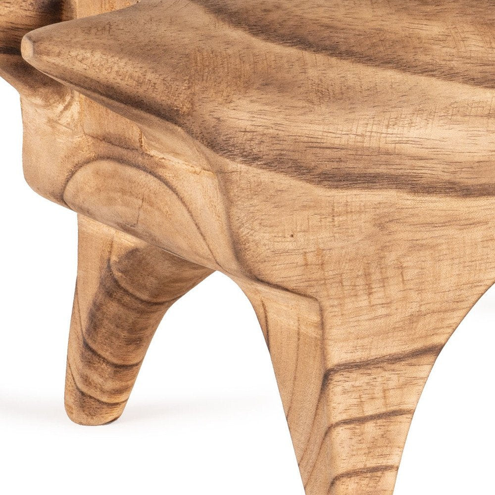 6" Brown Solid Wood Bull Tabletop Sculpture