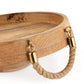 Set of Two Brown Round Solid Wood Serving Trays With Handles