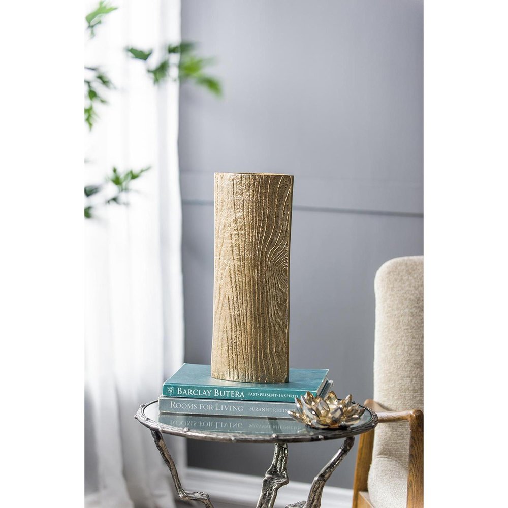 15" Gold Oval Aluminum Table Vase