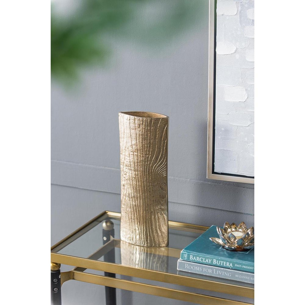15" Gold Oval Aluminum Table Vase