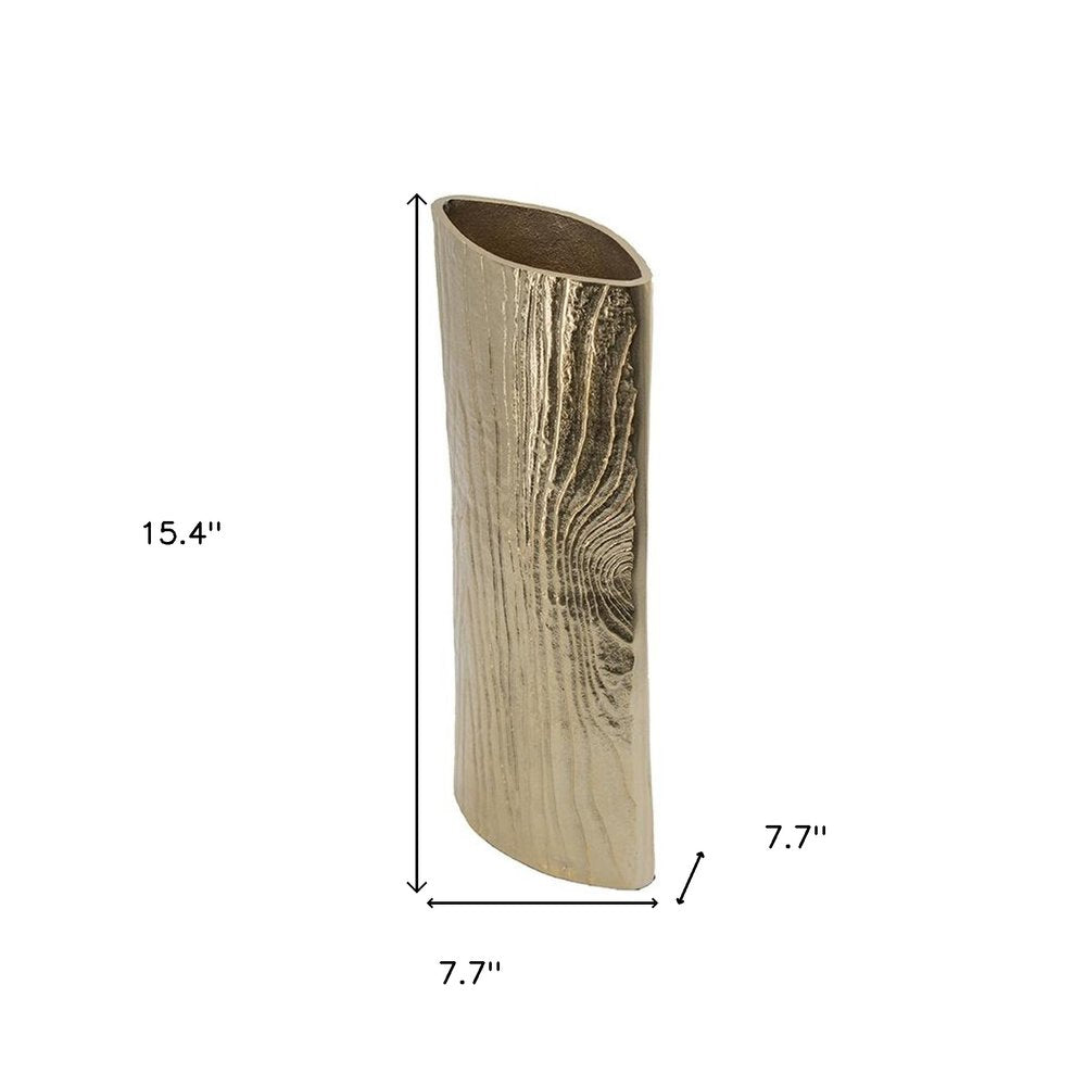 15" Gold Oval Aluminum Table Vase