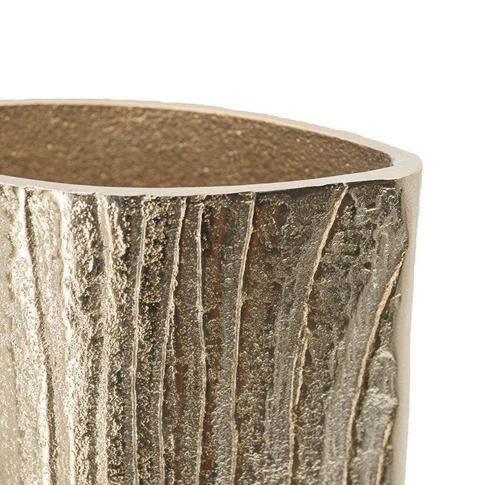 15" Gold Oval Aluminum Table Vase