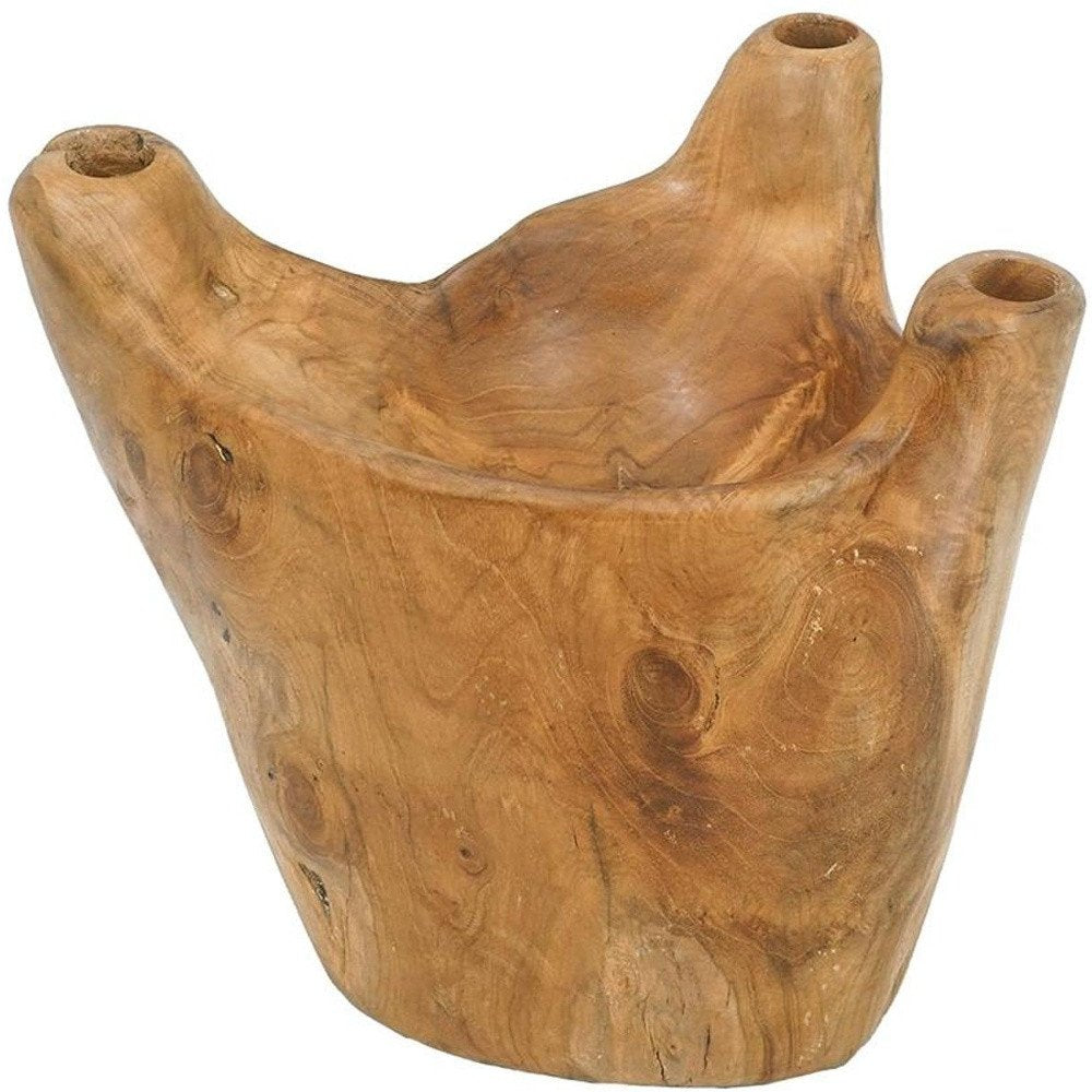 8" Natural Round Solid Wood Table Vase