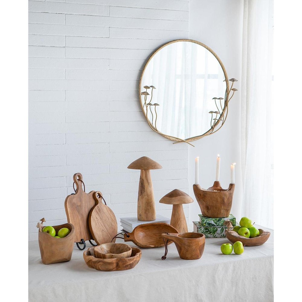 8" Natural Round Solid Wood Table Vase