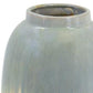 16" Blue And Cream Reactive Glaze Ceramic Cylinder Table Vase
