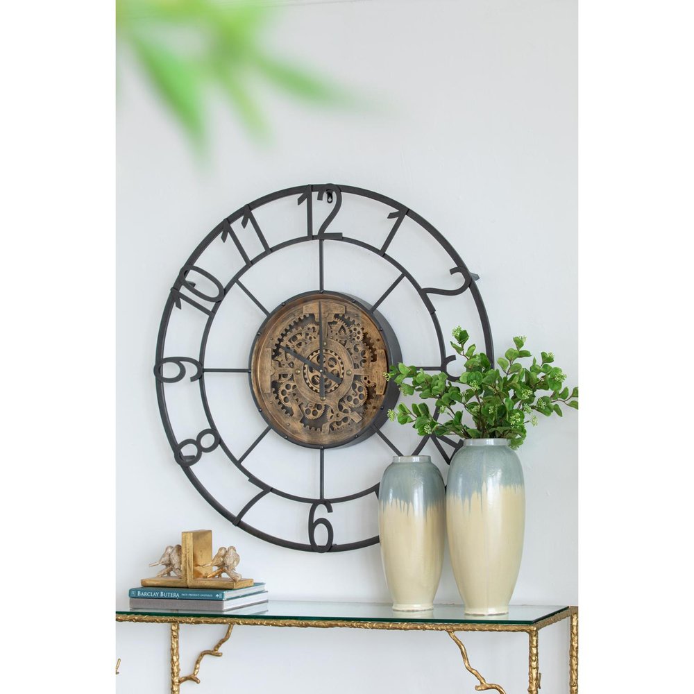 16" Blue And Cream Reactive Glaze Ceramic Cylinder Table Vase