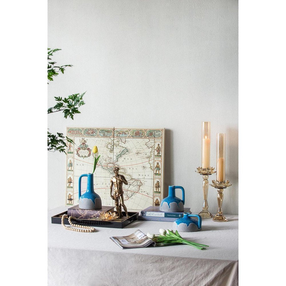 7" Blue and Gray Bud Ceramic Jug Vase With Does Not Apply