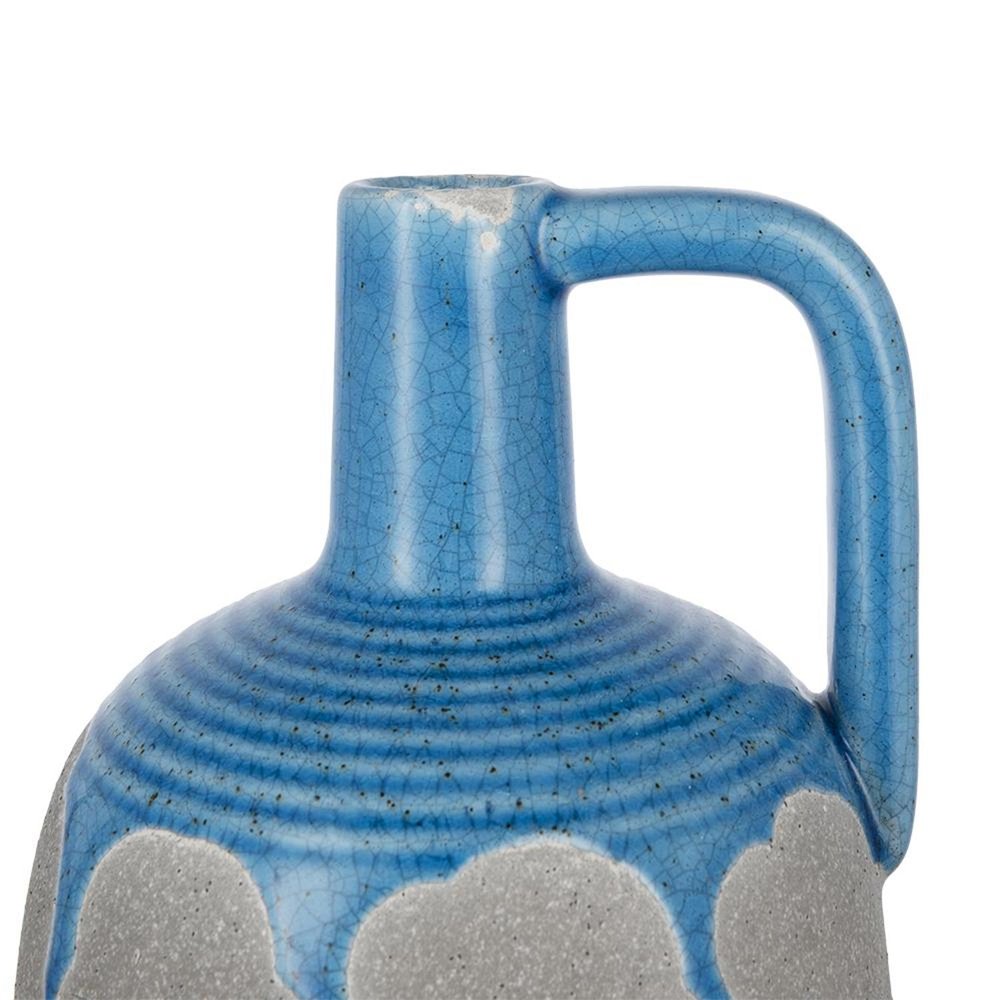 7" Blue and Gray Bud Ceramic Jug Vase With Does Not Apply