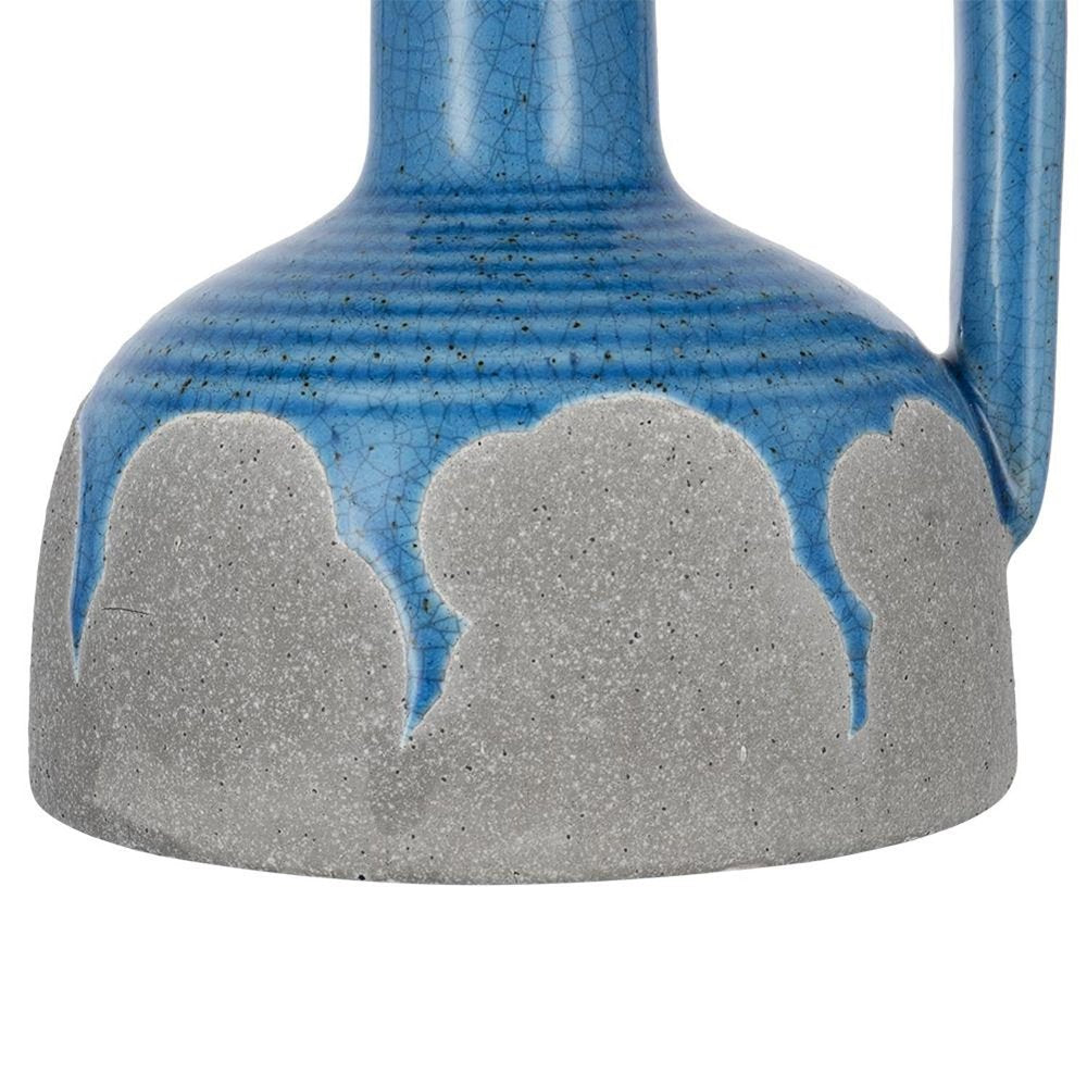 7" Blue and Gray Bud Ceramic Jug Vase With Does Not Apply