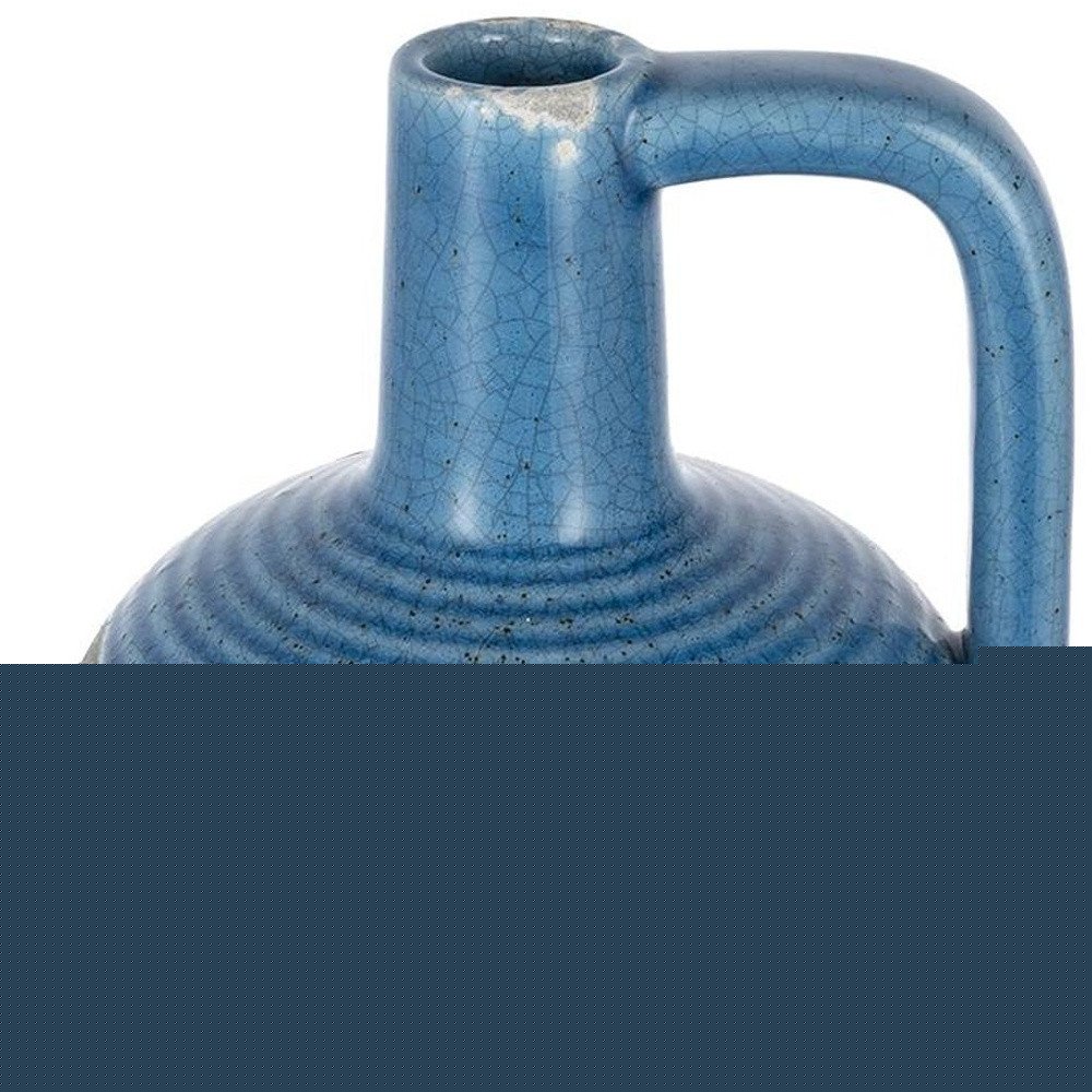 9" Blue And Gray Ceramic Urn Jug Vase
