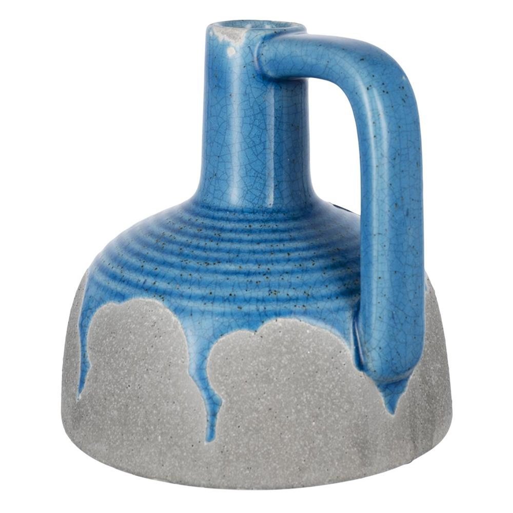 9" Blue and Gray Bud Ceramic Jug Vase With Does Not Apply