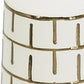 12" Ivory And Gold Geometric Cylindrical Ceramic Table Vase