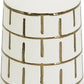 12" Ivory And Gold Geometric Cylindrical Ceramic Table Vase