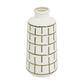 12" Ivory And Gold Geometric Cylindrical Ceramic Table Vase