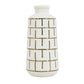 12" Ivory And Gold Geometric Cylindrical Ceramic Table Vase