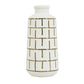 12" Ivory And Gold Geometric Cylindrical Ceramic Table Vase
