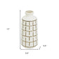 12" Ivory And Gold Geometric Cylindrical Ceramic Table Vase