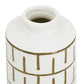 9" Ivory And Gold Geometric Round Ceramic Table Vase