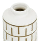 9" Ivory And Gold Geometric Round Ceramic Table Vase