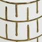 9" Ivory And Gold Geometric Round Ceramic Table Vase