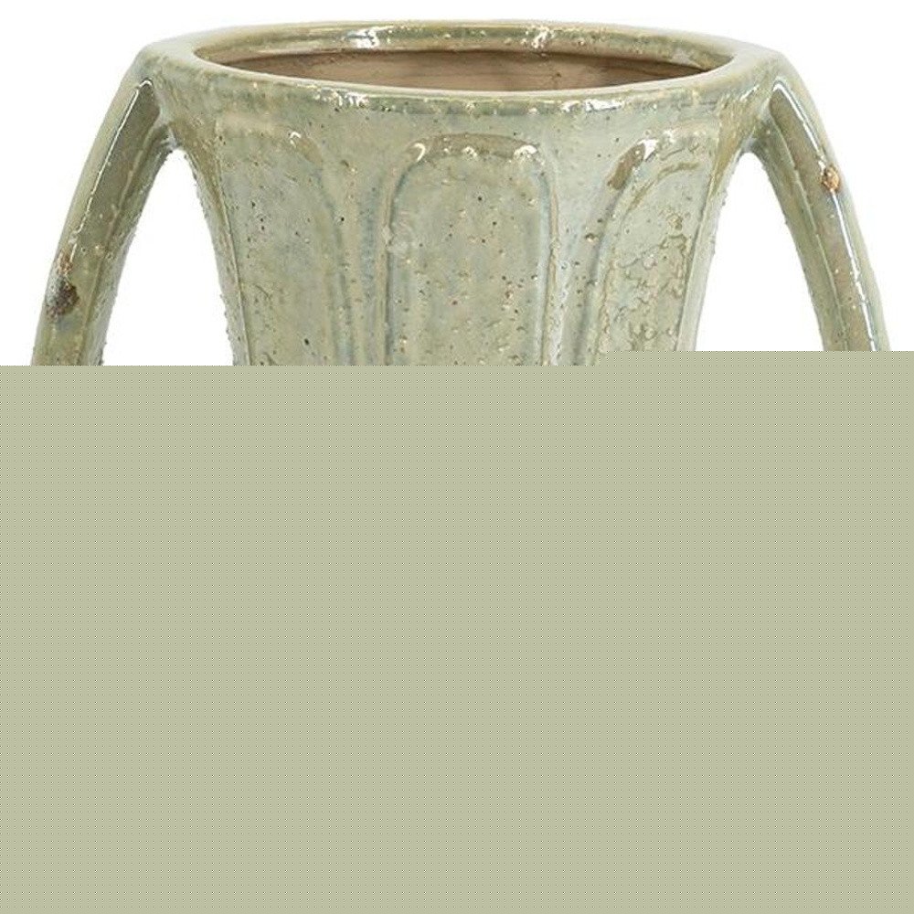 12" Sage And Ivory Amphora Ceramic Table Vase