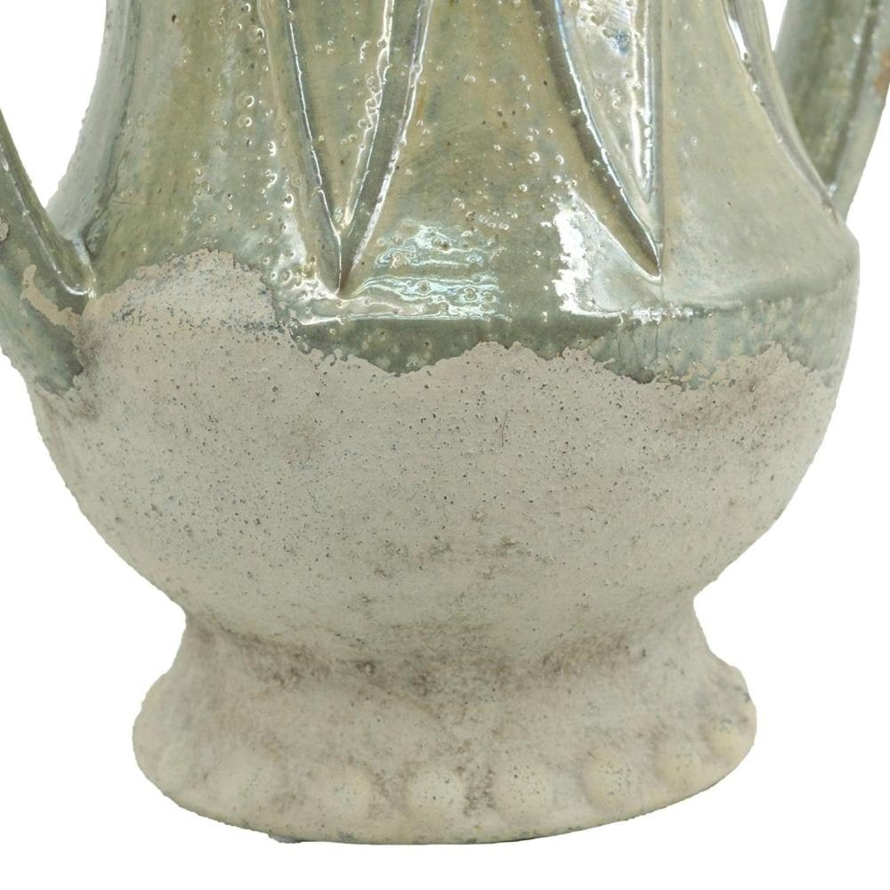 12" Sage And Ivory Amphora Ceramic Table Vase