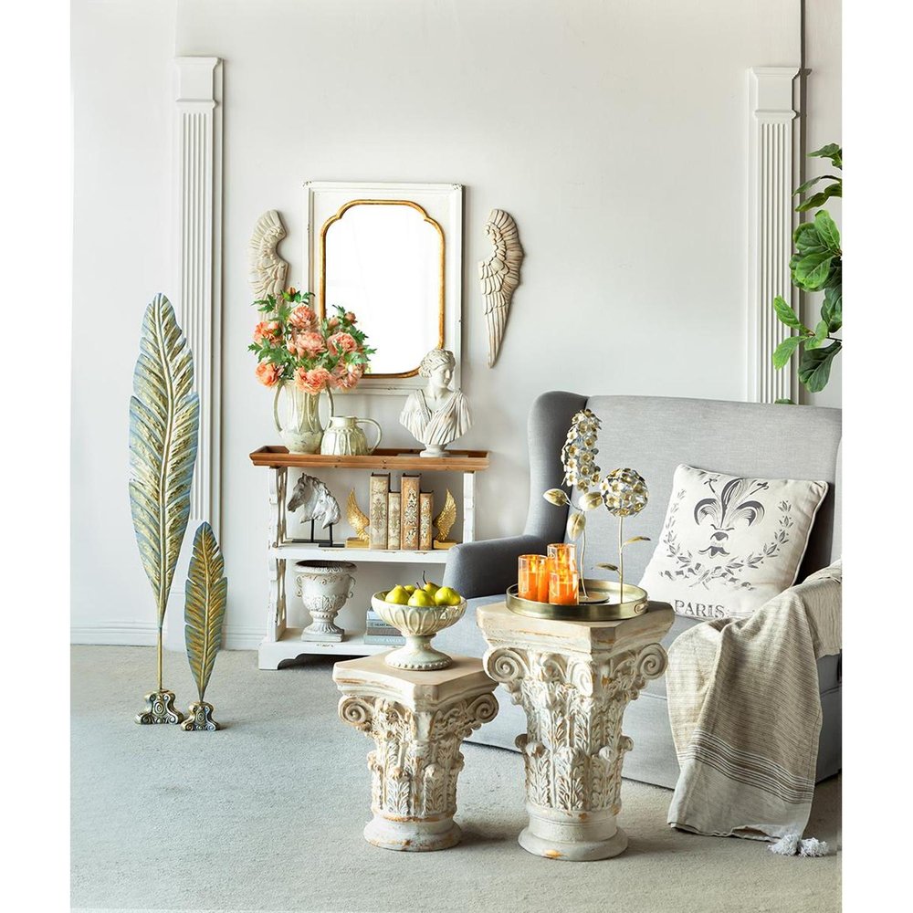 12" Sage And Ivory Amphora Ceramic Table Vase