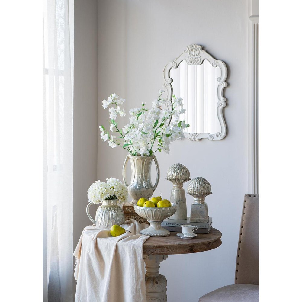 12" Sage And Ivory Amphora Ceramic Table Vase